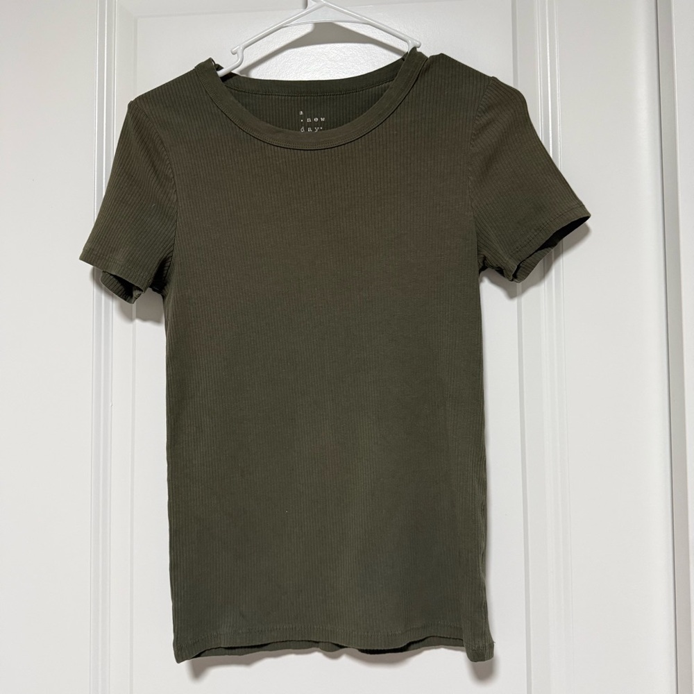 TShirt Ribbed Short Sleeve Tee Top - Picture 5 of 5